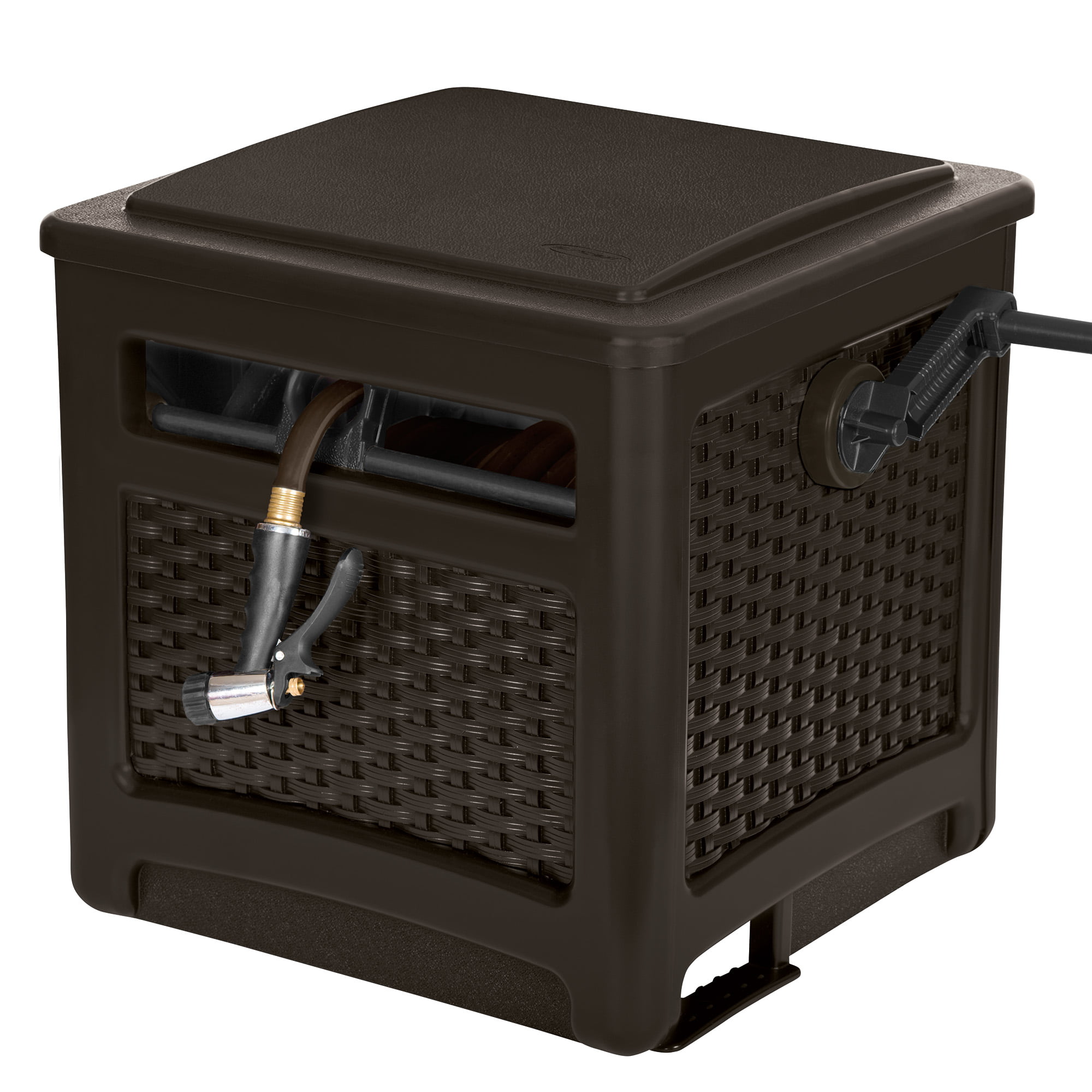 Suncast 225 ft. Smart Trak Wicker Garden Hose Reel Guide and Hideaway. Java Brown