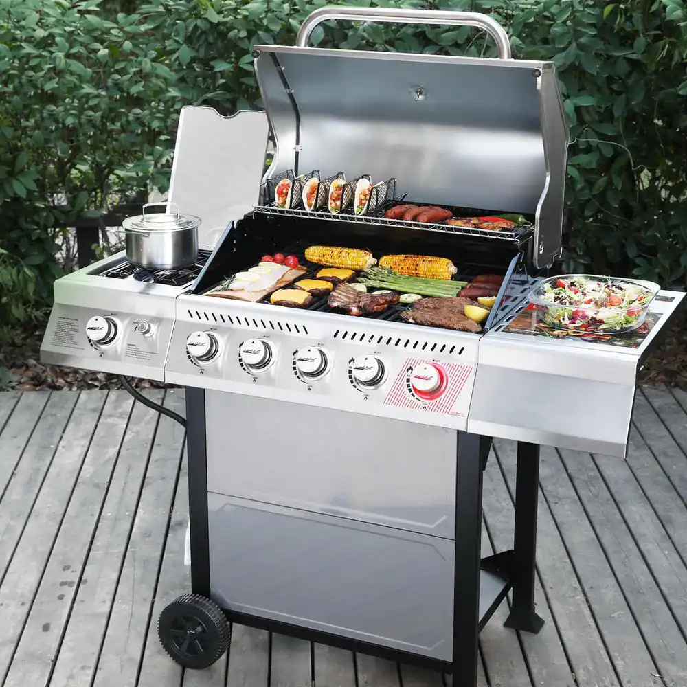 Royal Gourmet GA5401T 5-Burner Propane Gas Grill in Stainless Steel with Sear Burner and Side Burner