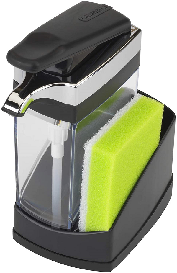 Casabella Sink Sider Solo Kitchen Soap Pump and Sponge Caddy. Black