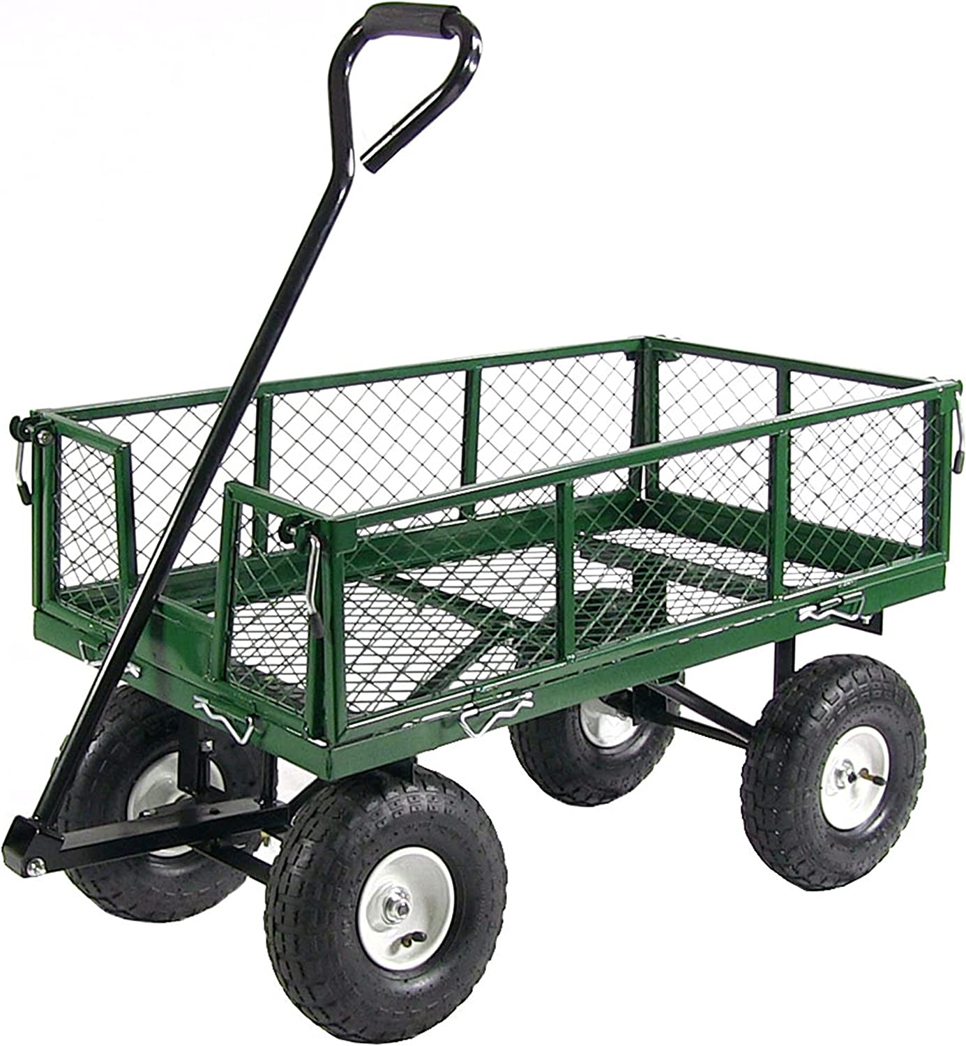Sunnydaze QH-UC988-GN Utility Steel Garden Cart. Heavy-Duty 400 Pound Capacity