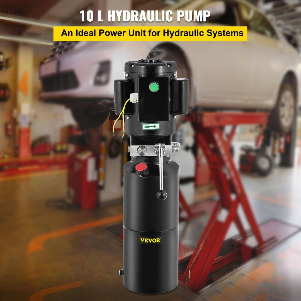 VEVOR QCJSQ000000000001V2 Hydraulic Power Unit 220-Volt Auto Car Lift Pump 3HP Single Phase with 10 L Steel Tank for Auto Repair