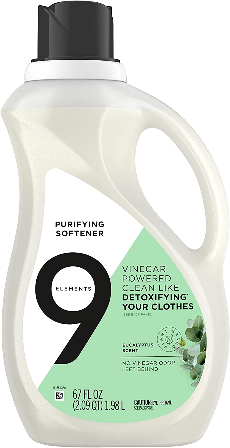 9 Elements Liquid Purifying Softener. Eucalyptus Scent. 67 Ounce. Clear