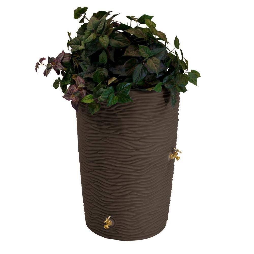 Good Ideas IMP-L50-OAK Impressions Palm 50 Gal. Oak Rain Barrel