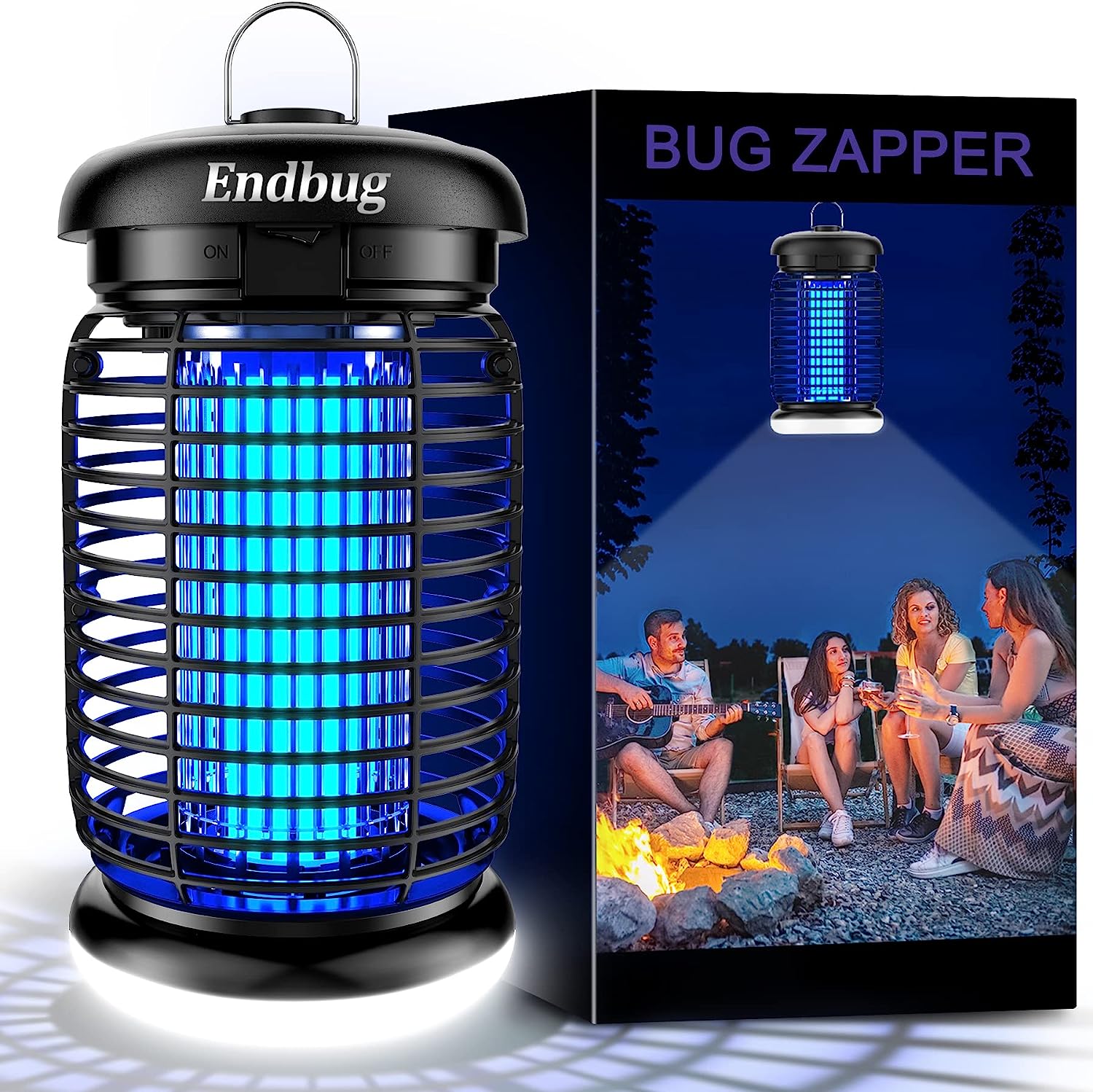 Endbug Bug Zapper Outdoor. Mosquito Zapper Outdoor with LED Light. 4200V Electric Bug Zapper. 5ft Power Cord. IPX6 Waterproof Fly Trap. 2-in-1 Fly Zapper Indoor for Patio Garden Backyard Home. Plug in