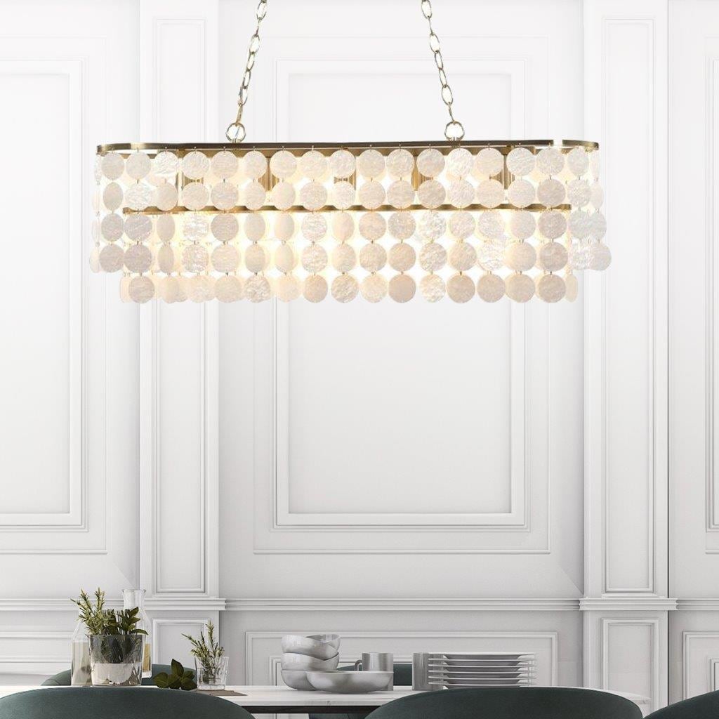 allen + roth Lemmond 5-Light Gold Coastal Shell Chandelier