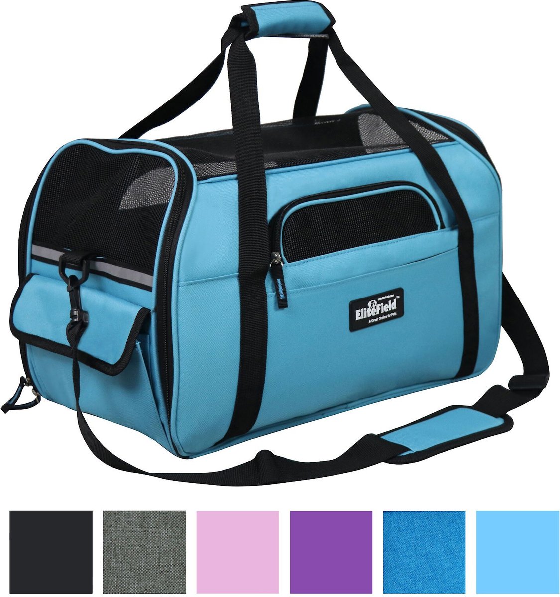 EliteField Soft-Sided Airline-Approved Pet Carrier Bag. Sky Blue