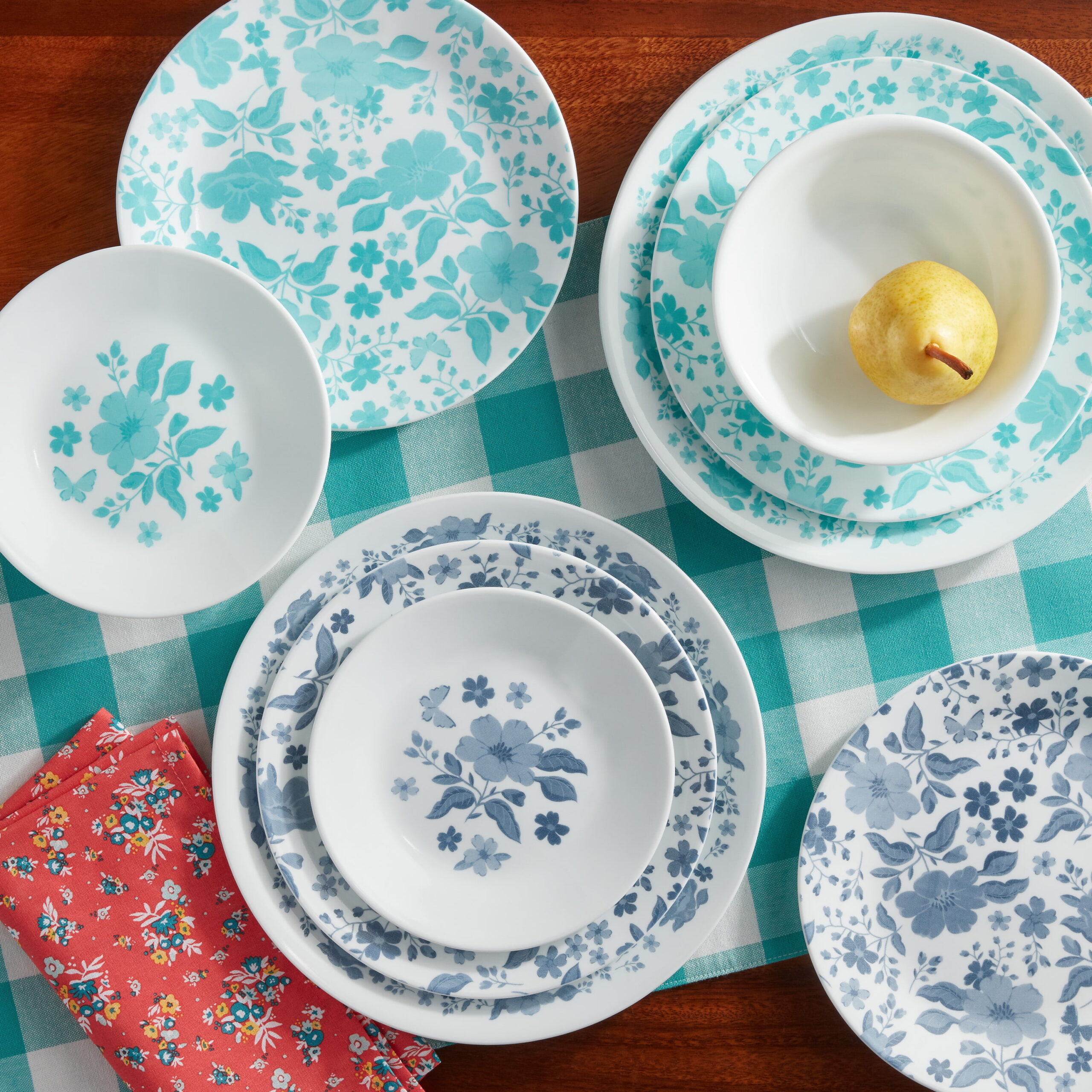 The Pioneer Woman by Corelle 12-Piece Dinnerware Set. Evie. Teal