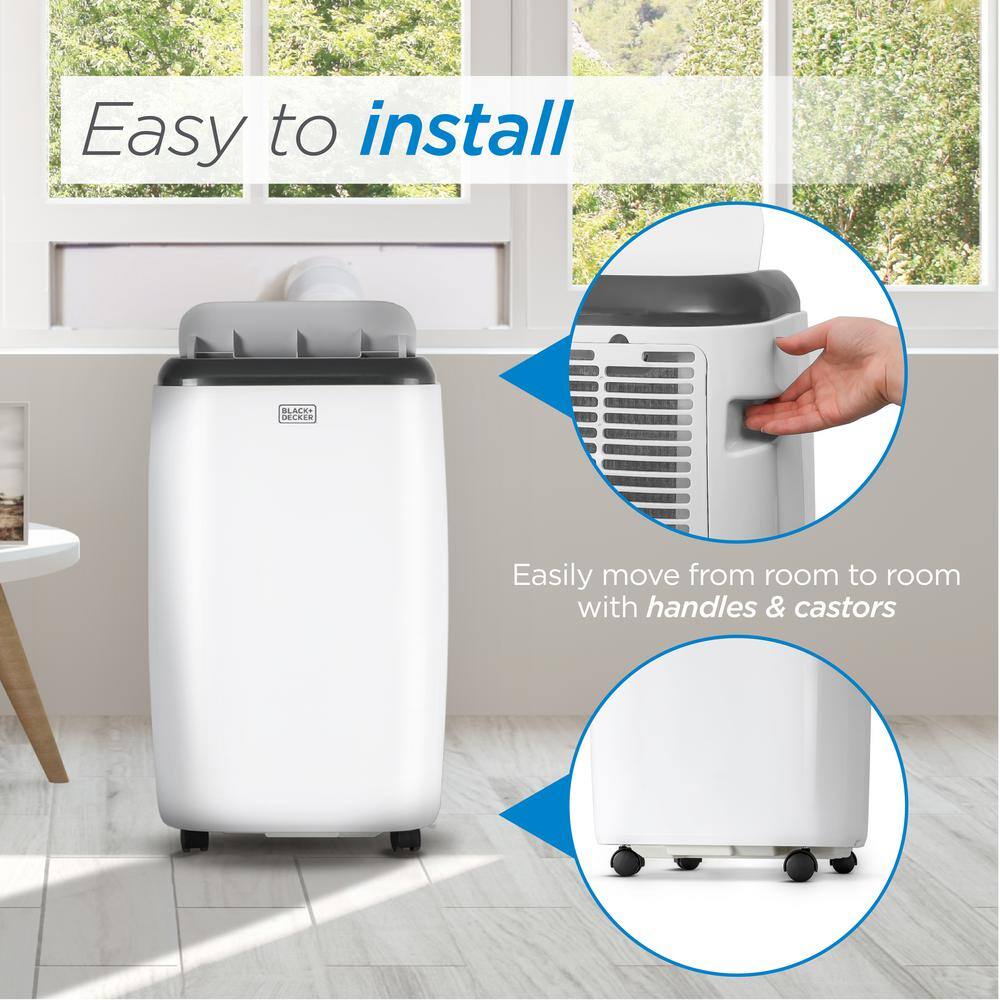 BLACK+DECKER BPP10WTB 14.000 BTU 10.000 BTU (SACC. CEC) Portable Air Conditioner with Double Motor Dehumidifier and Remote. White