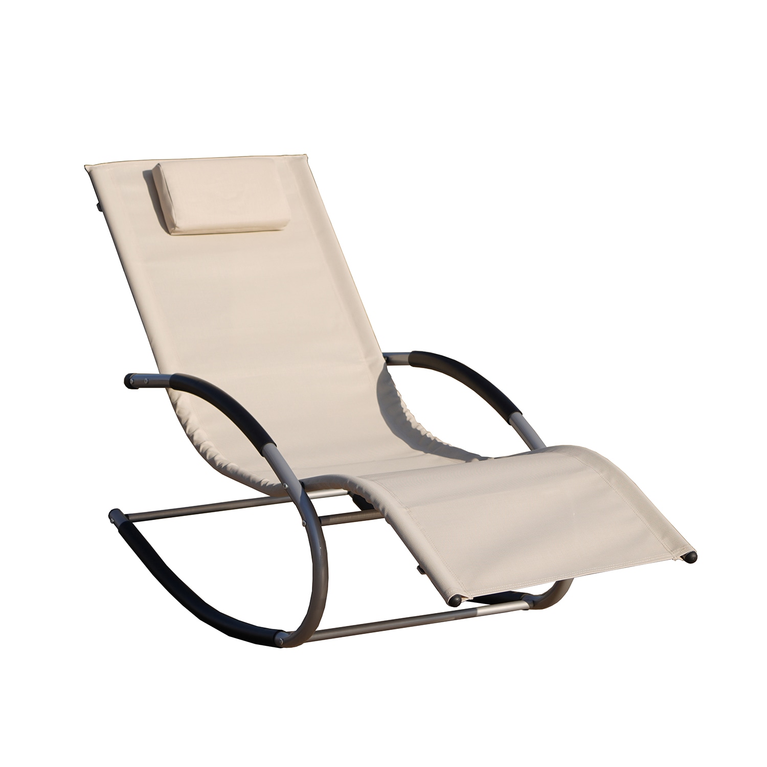 Moda Furnishings Rocking chair of 009 in beige Silver Metal Frame Chaise Lounge Chair(s) with Tan Solid Seat