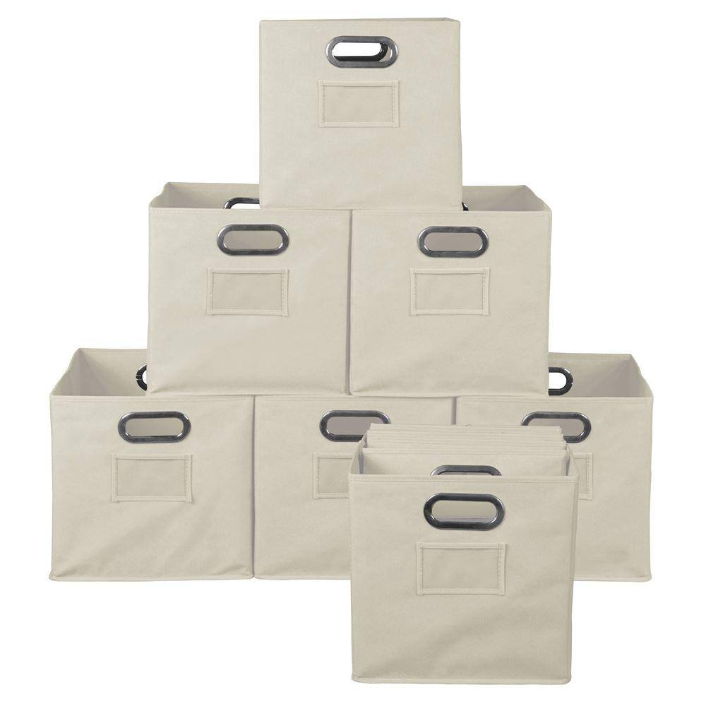 Regency HDCHTOTE12PKNT 12 in. H x 12 in. W x 12 in. D Brown Fabric Cube Storage Bin 12-Pack
