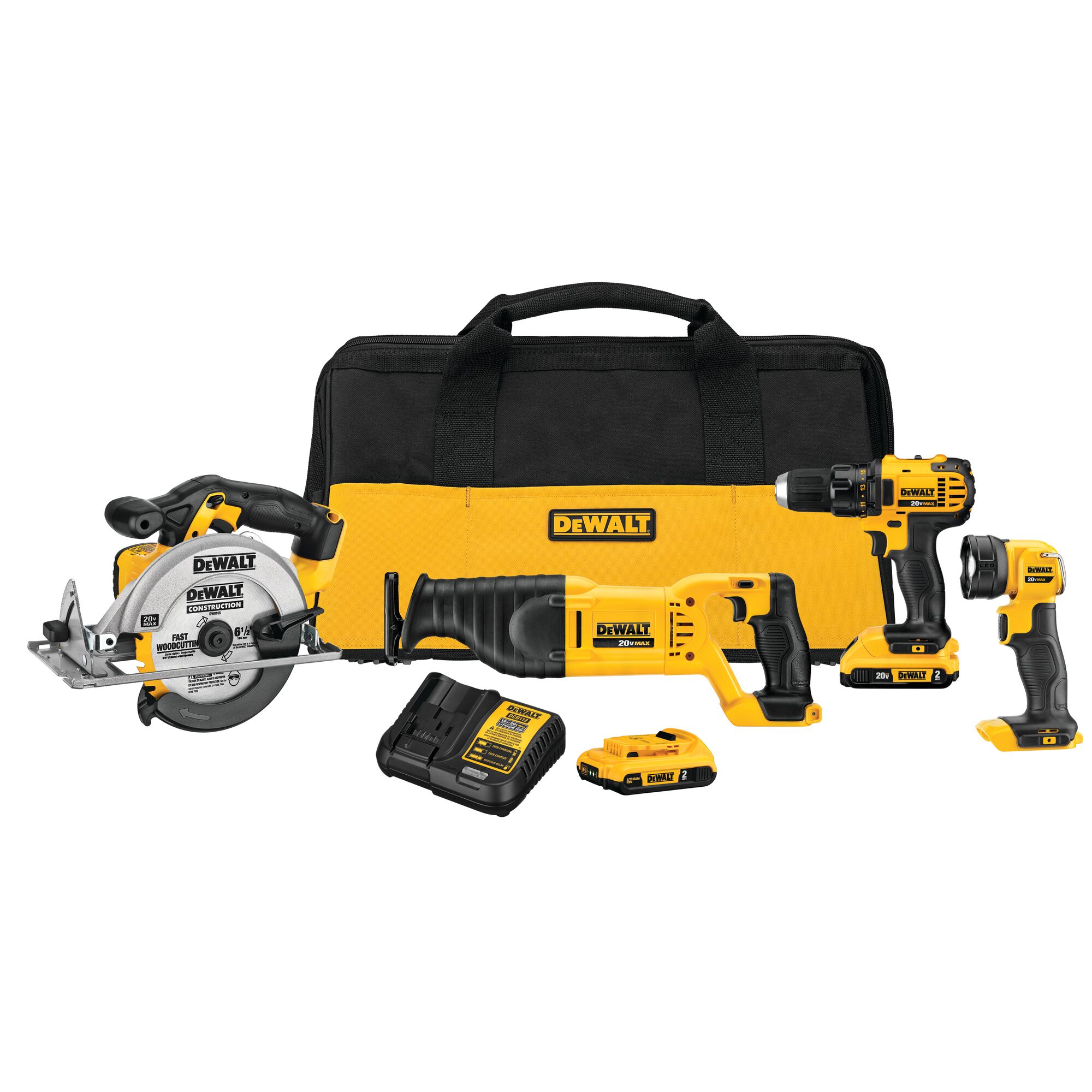 DEWALT 4-Tool 20-Volt Max Power Tool Combo Kit with Soft Case (2-Batteries and charger Included)