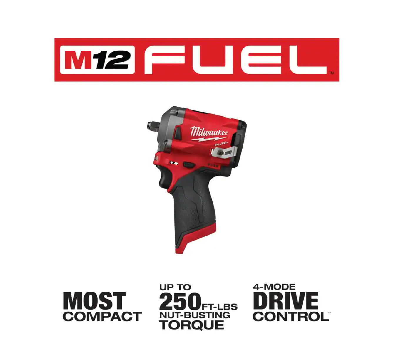 Milwaukee 2554-20-2485-20-48-59-2440 M12 FUEL 12V Lithium-Ion Brushless Cordless Stubby 3/8 in. Impact Wrench and 1/4 in. Die Grinder Kit (2-Tool)