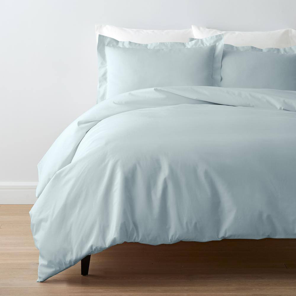 The Company Store  Company Cotton Pale Blue Solid 300-Thread Count Cotton Percale King Duvet Cover - Pale Blue