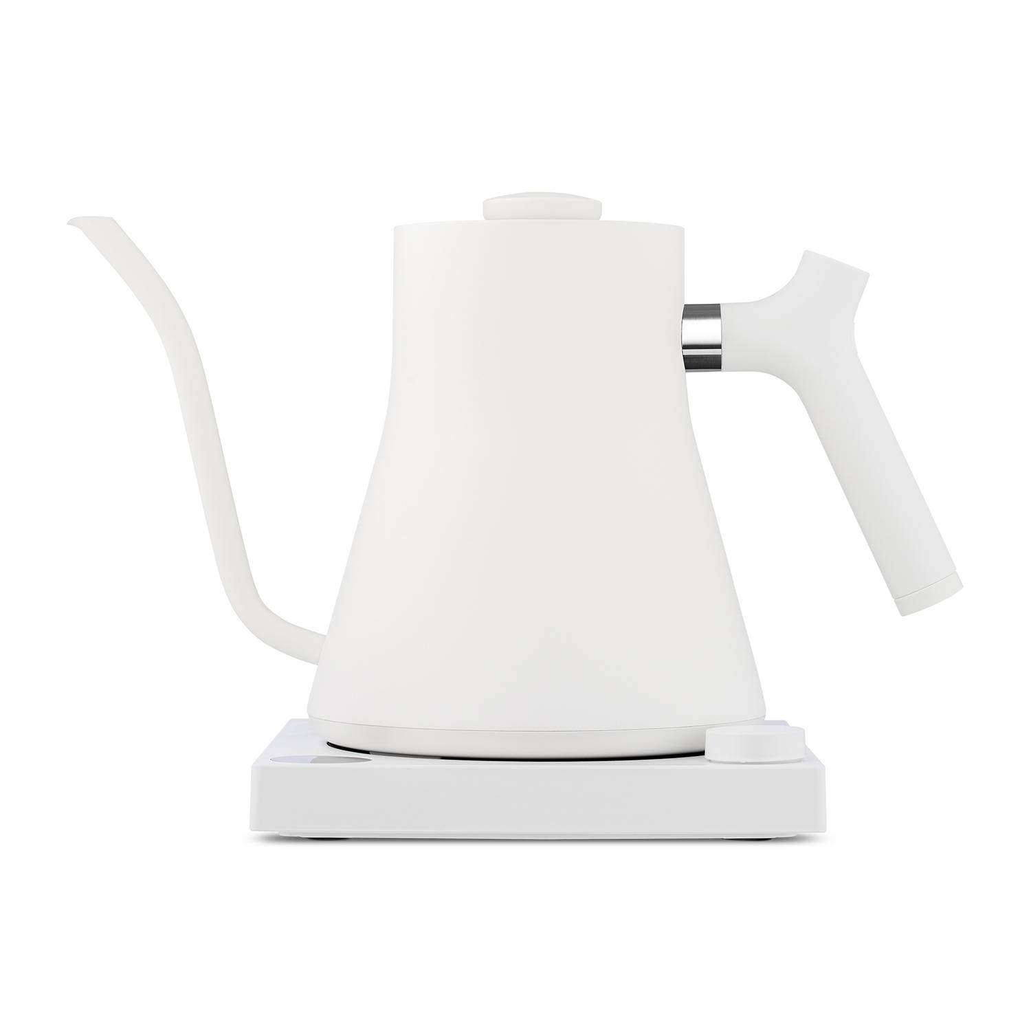 Fellow Stagg EKG Electric Gooseneck Kettle - Pour-Over Coffee and Tea Pot. Stainless Steel. Quick Heating. Matte White. Handle. 0.9 Liter