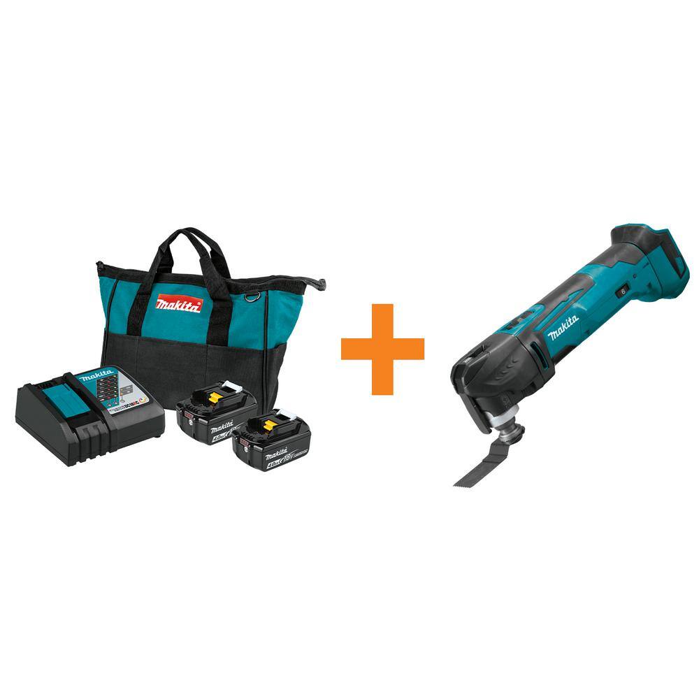 Makita  18-Volt LXT 4.0 Ah Battery and Rapid Optimum Charger Starter Pack with Bonus 18-Volt LXT Cordless Multi-Tool (Tool-Only)