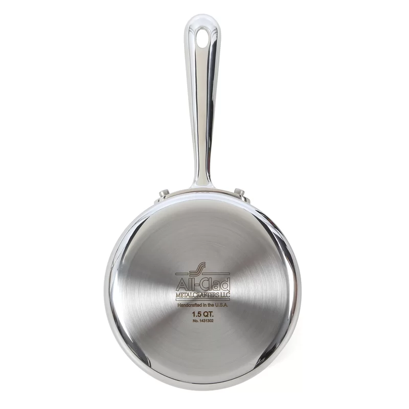 All-Clad 4201.5 Stainless Steel Tri-Ply Bonded Dishwasher Safe Sauce Pan with Lid Cookware. 1.5-Quart. Silver