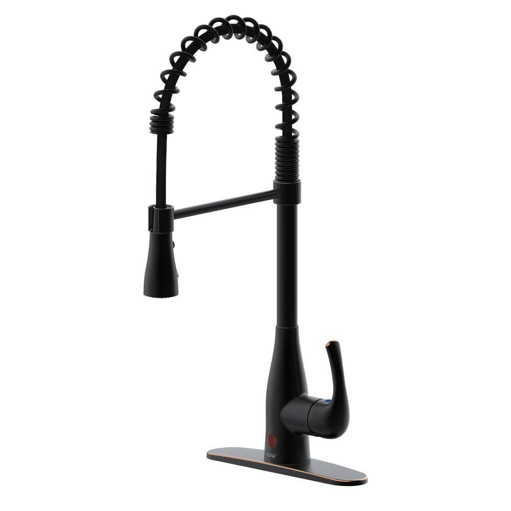 FLOW  Motion Activated Single-Handle Pull-Down Spring Neck Sprayer Kitchen Faucet in Oil Rubbed Bronze