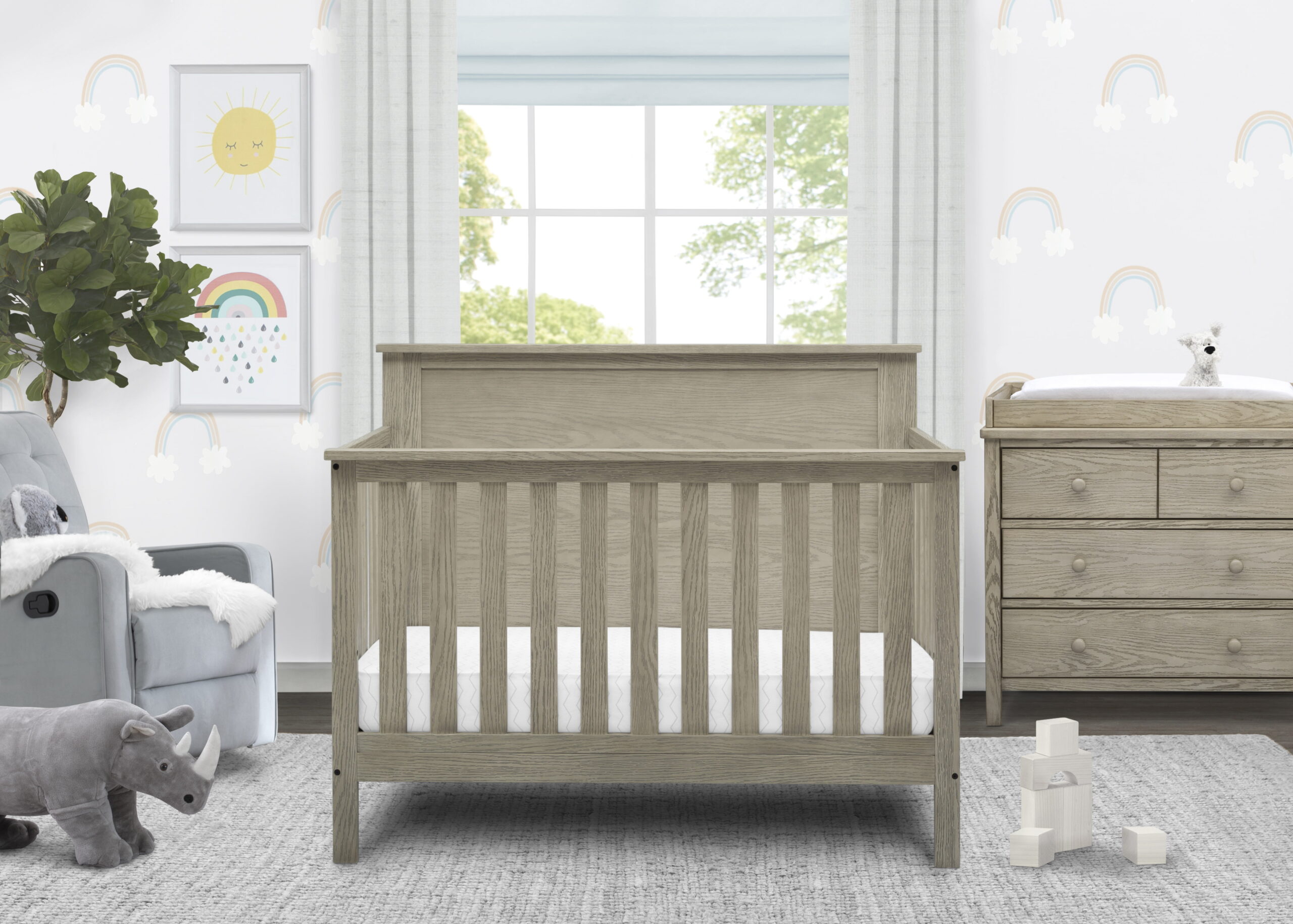 Delta Children Middleton 4-in-1 Convertible Baby Crib. Textured Limestone