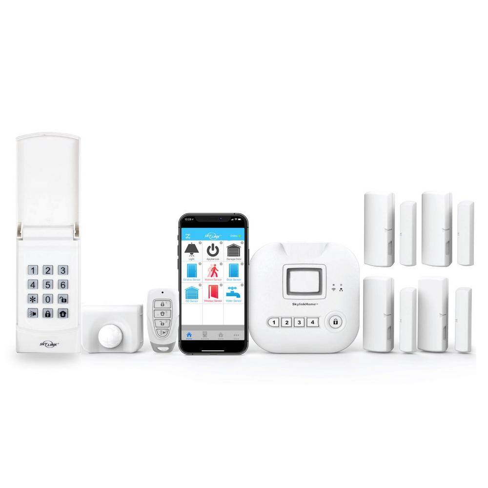 SkyLink SK-220 Wireless Home Alarm Kit No Monthly Fees with Hub. Door Window Sensors. Motion Sensor. Keypad and Keyfob (8-Piece)