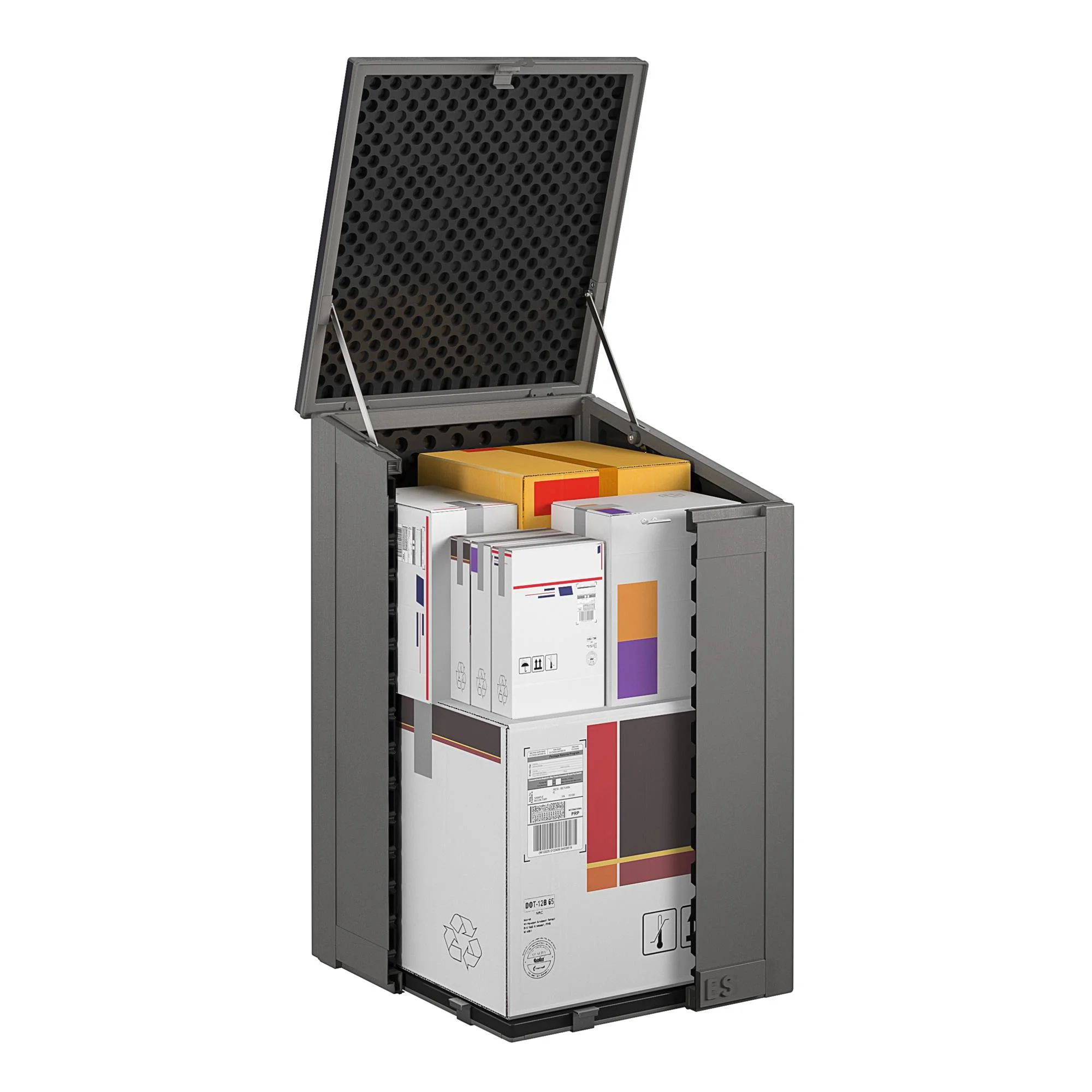 Cosco Outdoor Living 88333BGY1E BoxGuard Large Lockable Package Delivery and Storage Box. 6.3 Cubic feet. Black/Grey