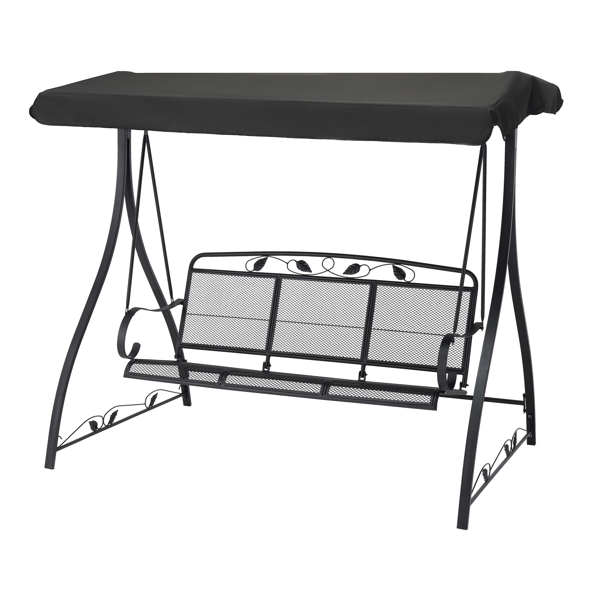 Mainstays Jefferson 3 Person Steel Porch Swing - Black