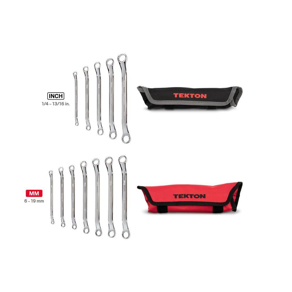 TEKTON WBE94301 45-Degree Offset Box End Wrench Set. 12-Piece (1/4-13/16 in.. 6-19 mm) - Pouch