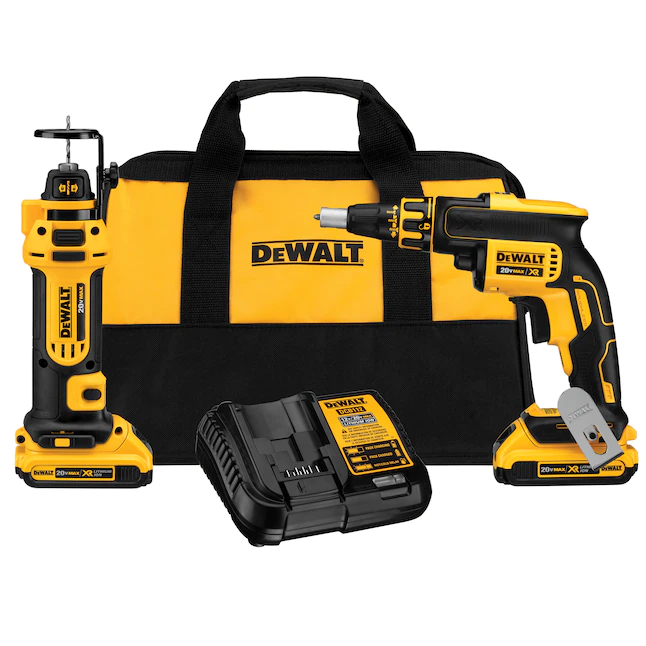 DEWALT DCK263D2 20-Volt MAX XR Cordless Drywall Screw Gun/Cut-out Tool Combo Kit (2-Tool) with (2) 20-Volt 2.0Ah Batteries & Charger