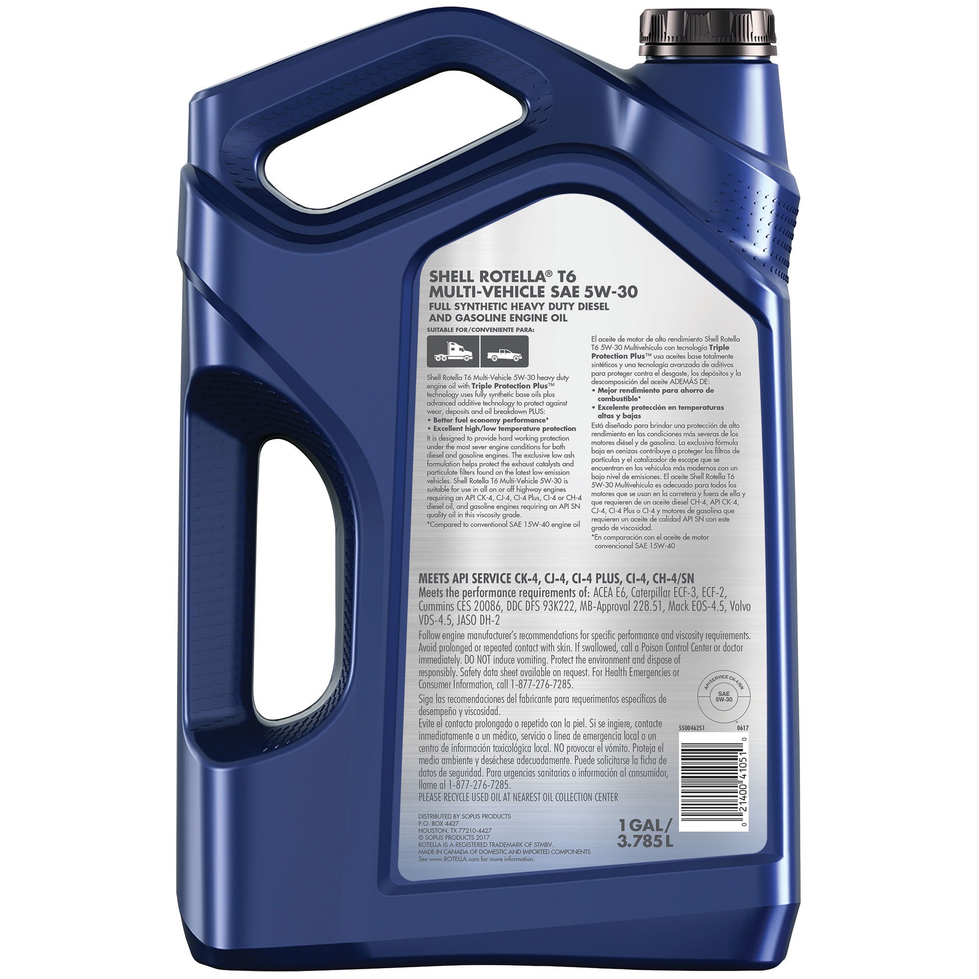 Shell Rotella T6 Multi-Vehicle Full Synthetic 5W-30 Diesel Engine Oil. 1 Gallon