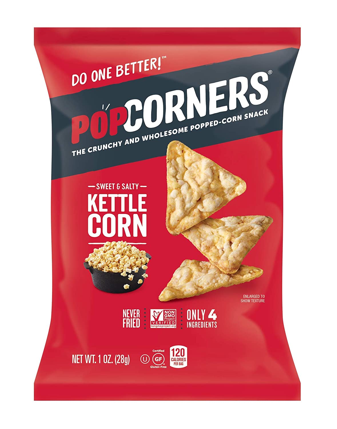 Popcorners Snack Pack. Gluten Free. Vegan Snack Kettle Corn. 1 Oz (Pack of 20)