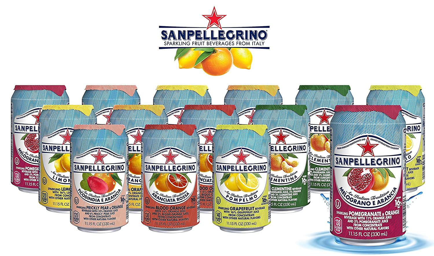 S.Pellegrino Sparkling Fruit Beverages - All Flavor Variety Pack (Sampler). 11.15 Fl Oz Cans. Naturally Flavored Sparkling Water | 7 Flavors - Pack of 14