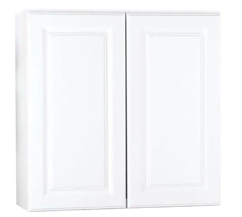 Hampton Bay Hampton Satin White Raised Panel Stock Assembled Wall Kitchen Cabinet (30 in. x 30 in. x 12 in.)