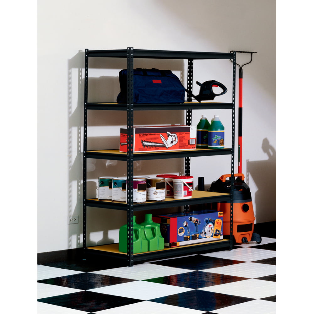 Muscle Rack Black 48″W x 24″D x 72″H 5-Shelf Steel Shelving