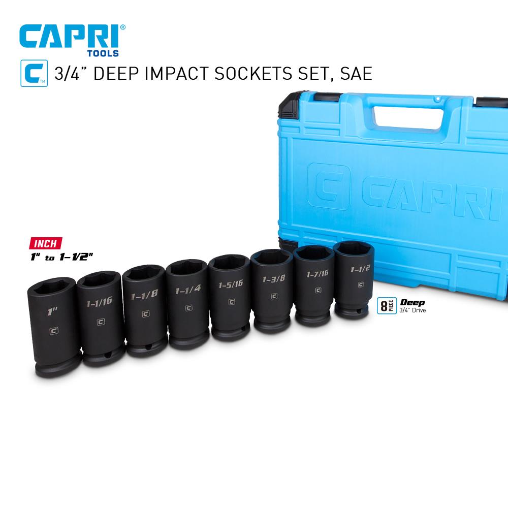 Capri Tools Standard (SAE) 3/4-in Drive Set 6-Point Impact Socket Set