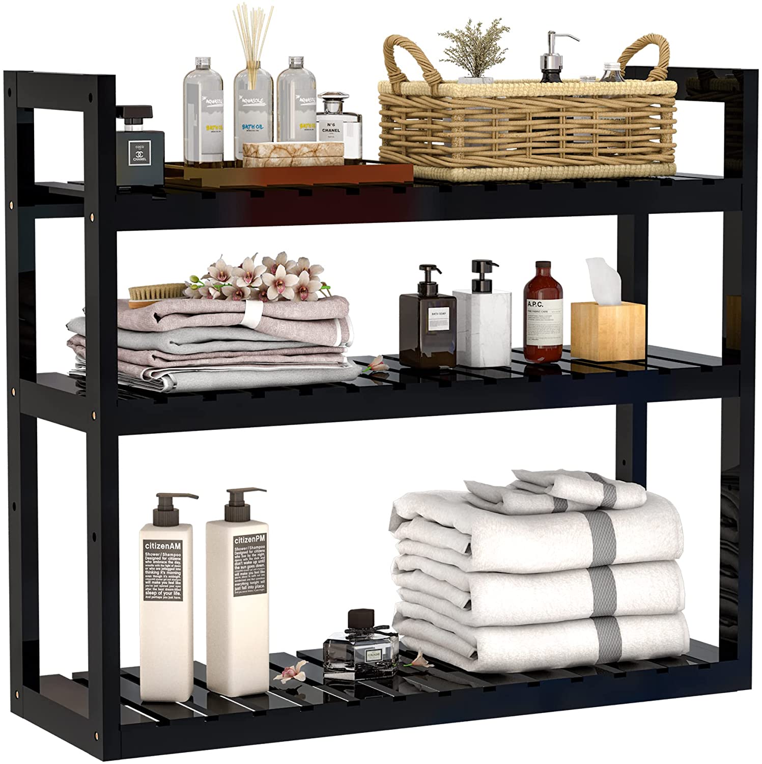 Bathroom Bamboo Shelf Organizer – 3 Tier Storage Shelf