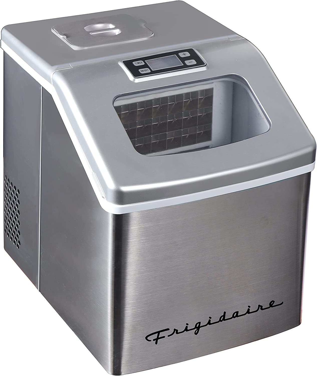 FRIGIDAIRE EFIC452-SS 40 Lbs Extra Large Clear Maker. Stainless Steel. Makes Square Ice