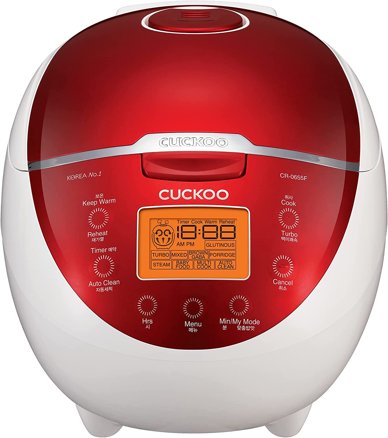 CUCKOO CR-0655F | 6-Cup (Uncooked) Micom Rice Cooker | 12 Menu Options: White Rice. Brown Rice & More. Nonstick Inner Pot. Designed in Korea | Red/White