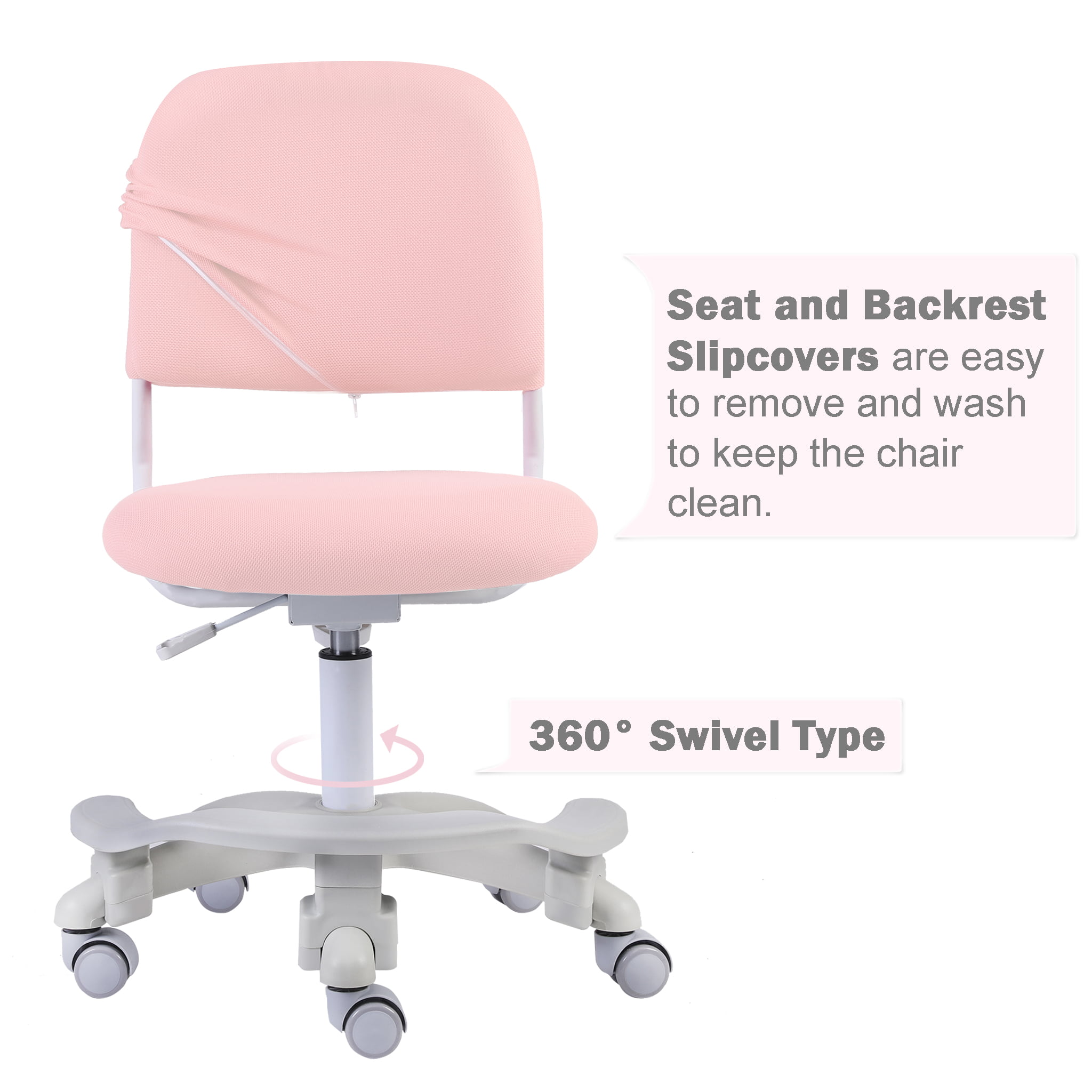 QualiSky Ergonomic Kids Desk Chair. Child-s Children Student Study Office Computer Chair - Peach Pink
