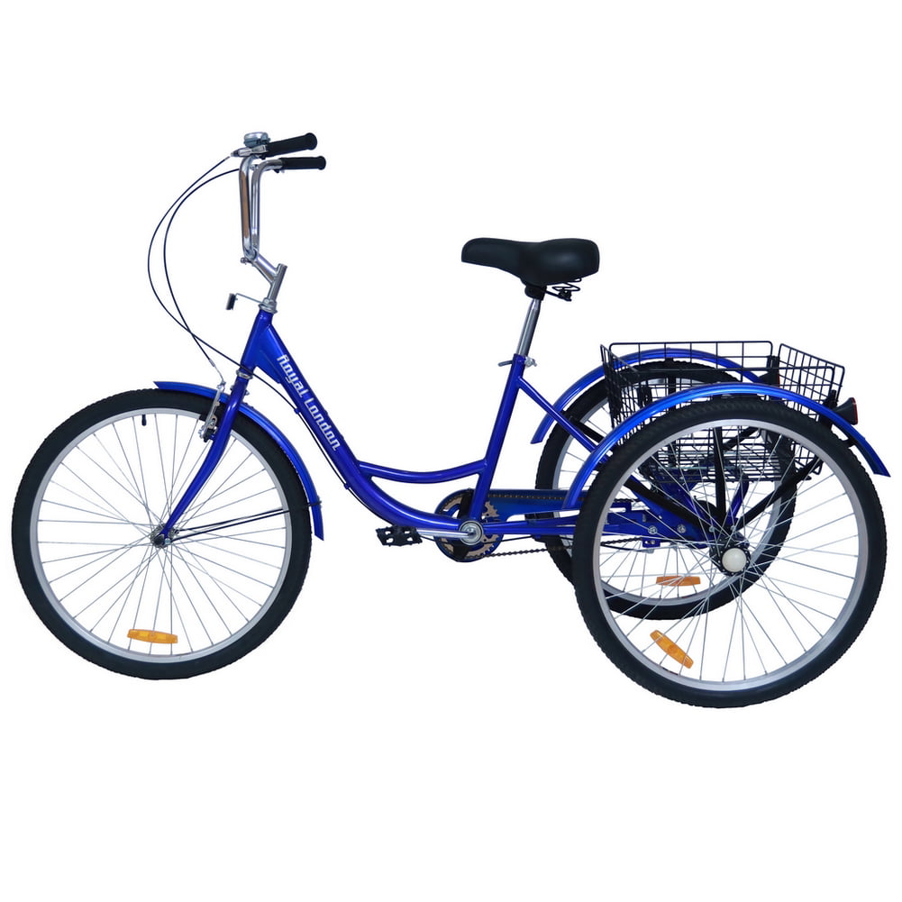 Royal London Adult Tricycle 3 Wheeled Trike Bicycle w/ Shopping Basket Blue