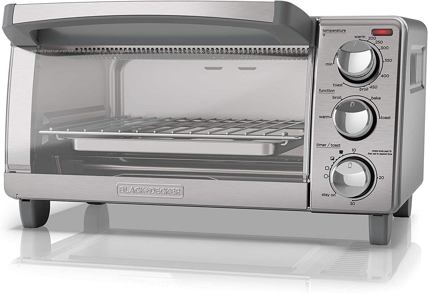 BLACK+DECKER 4-Slice Toaster Oven with Natural Convection. Stainless Steel. TO1760SS
