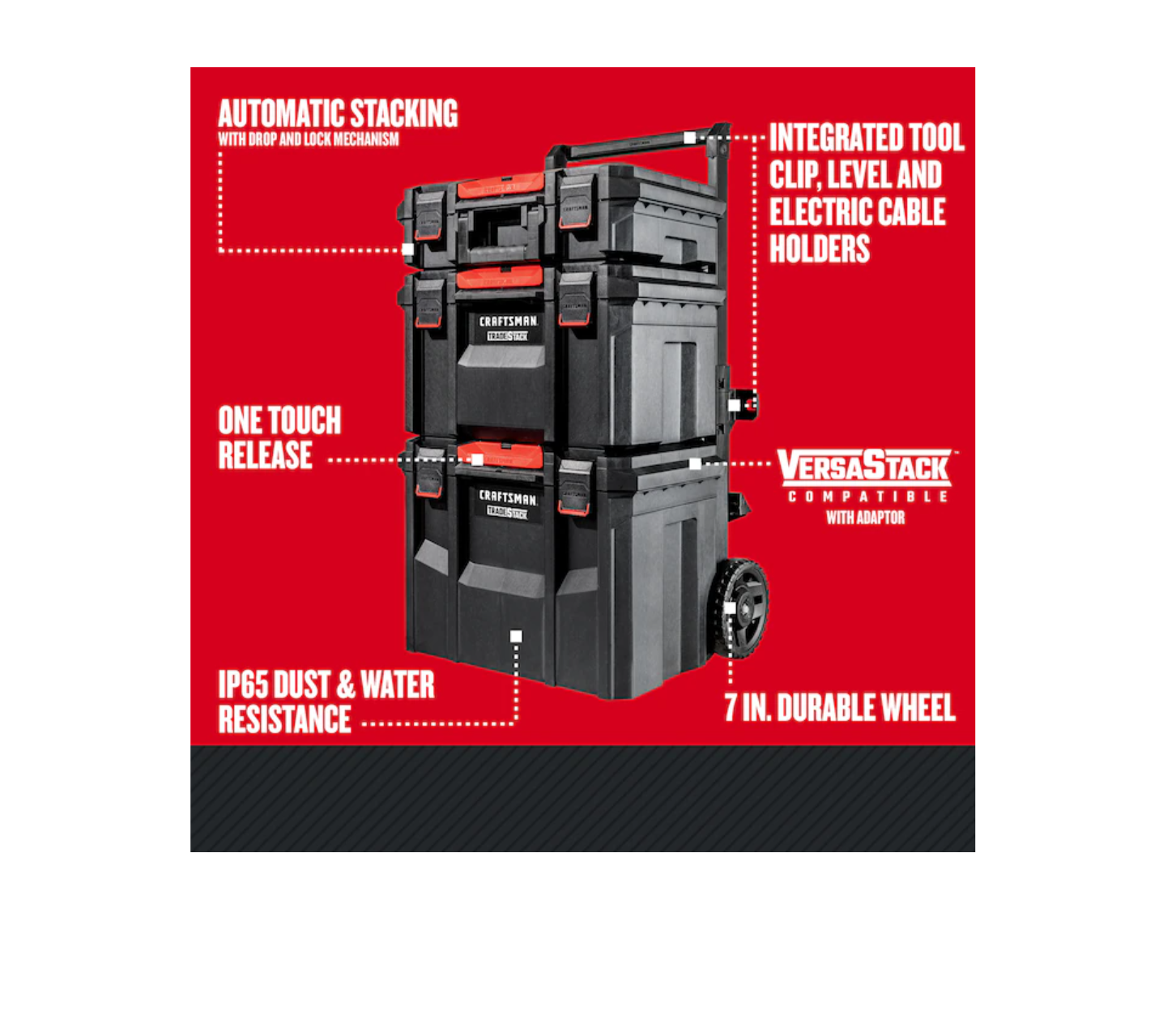 CRAFTSMAN CMST60420 TradeStack System Tower 22-in Black Plastic Wheels Lockable Tool Box