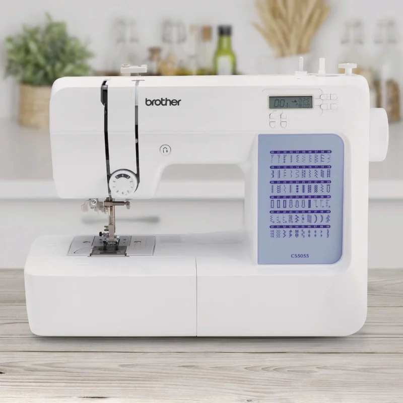 Brother CS5055 Computerized Sewing Machine. 60 Built-in Stitches. LCD Display. 7 Included Feet. White
