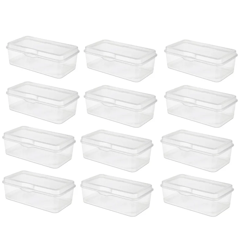Sterilite Plastic FlipTop Latching Storage Box Container. Clear. 12 Pack
