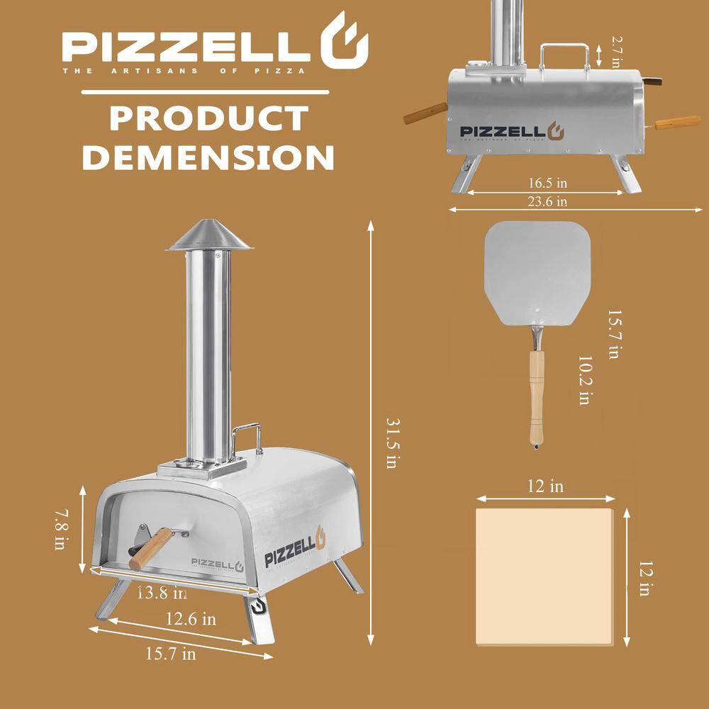 Wildaven NBYBKN220511002 Outdoor Pizza Oven Wood Pellet Fired Outdoor Pizza Oven with Fold-Up Legs. Stainless steel