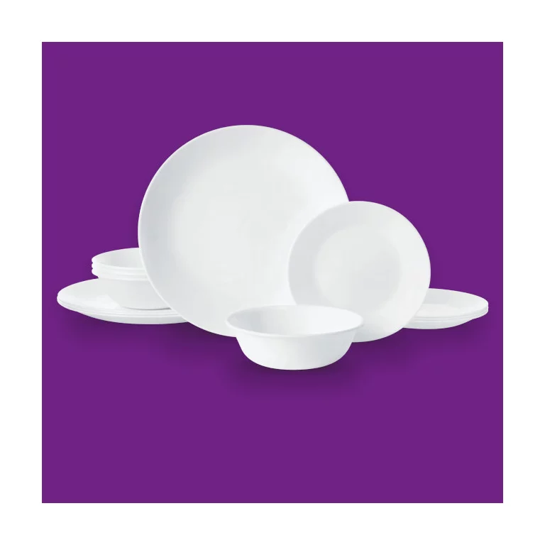 Corelle Winter Frost White. 12 Piece. Dinnerware Set