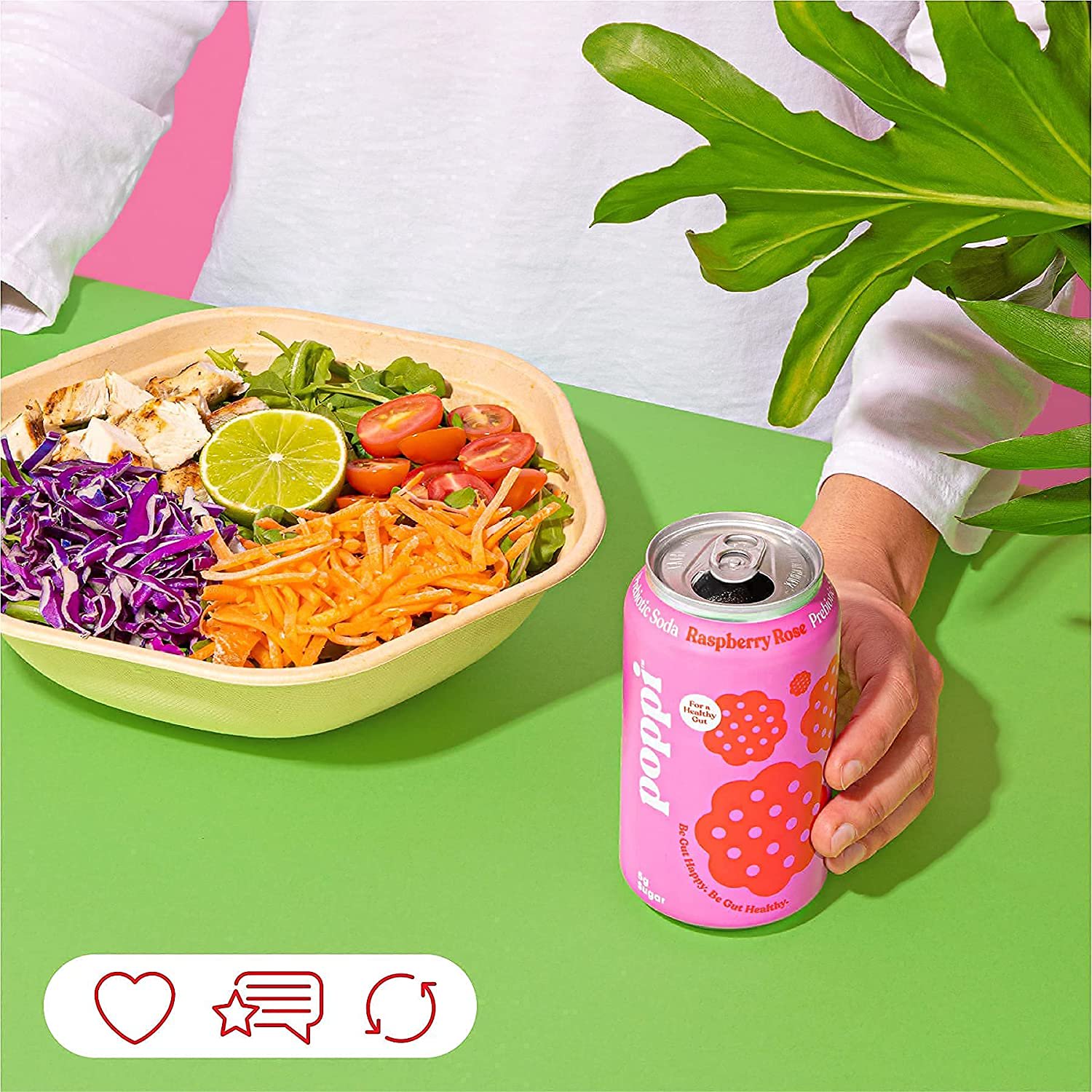 Poppi Prebiotic Soda. Raspberry Rose. 12 Pack. 12 oz