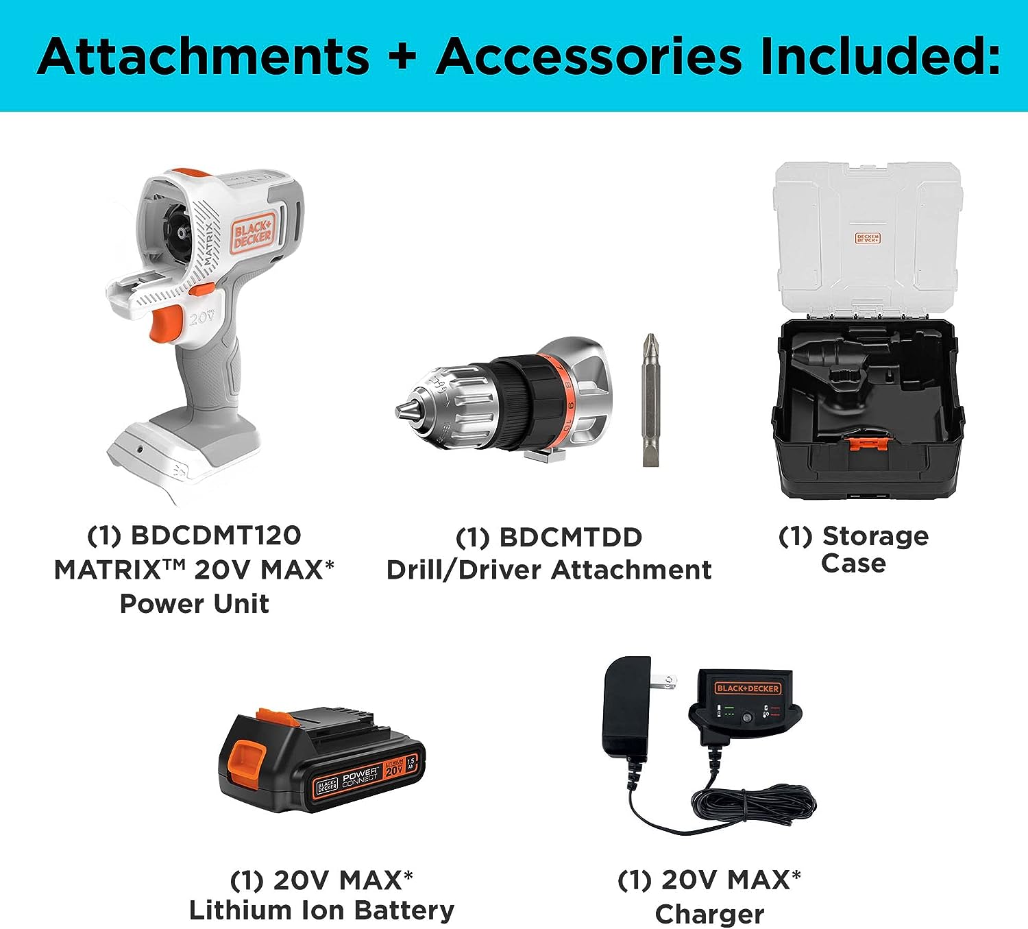 BLACK+DECKER MATRIX 20V MAX* Drill Kit with Storage Case (BDCDMT120WCSTFF)