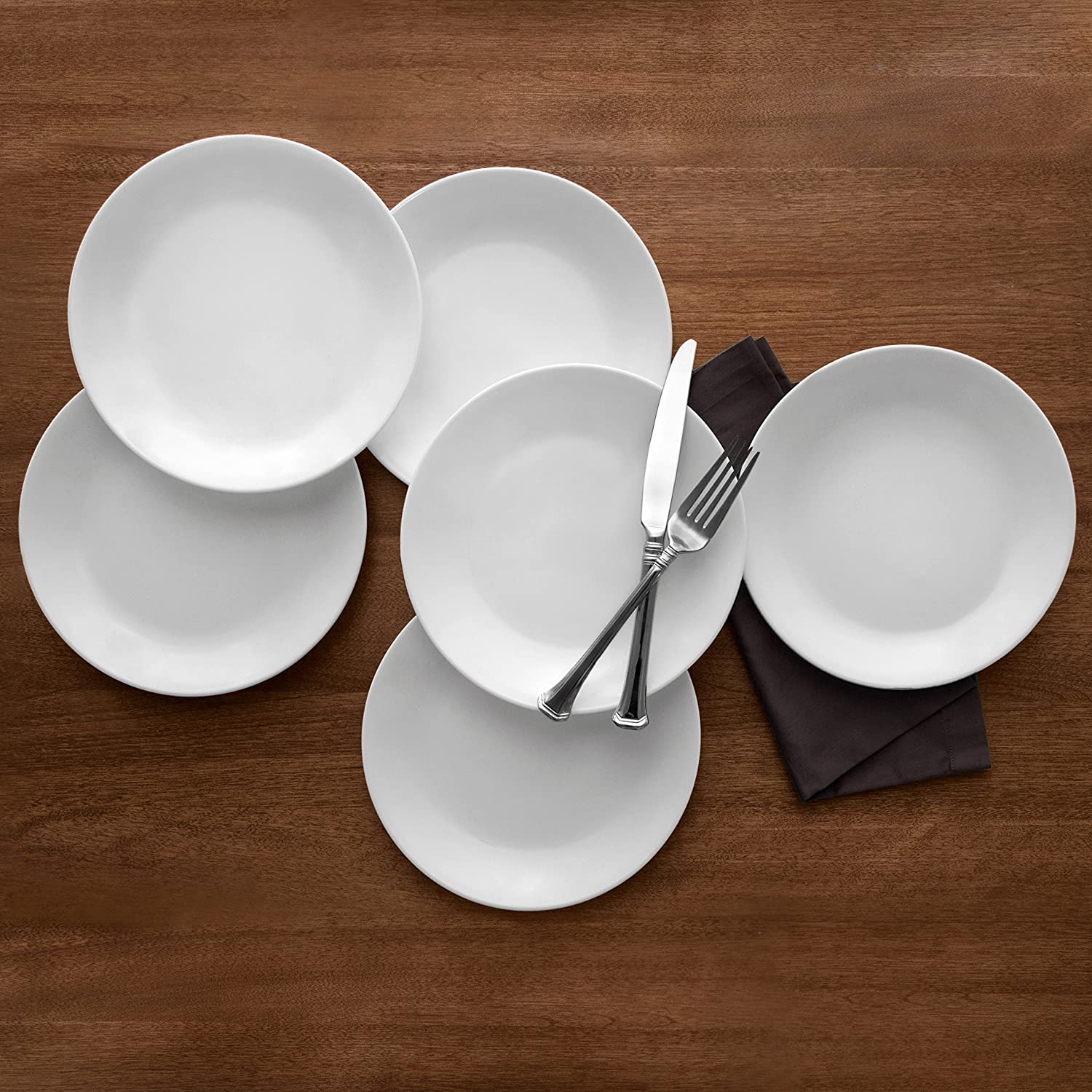 Corelle Frost White Lunch Plate Set for 6 | 8.5 Inch Eco-Friendly. Round Lunch or Dinner Plates are Dishwasher Safe