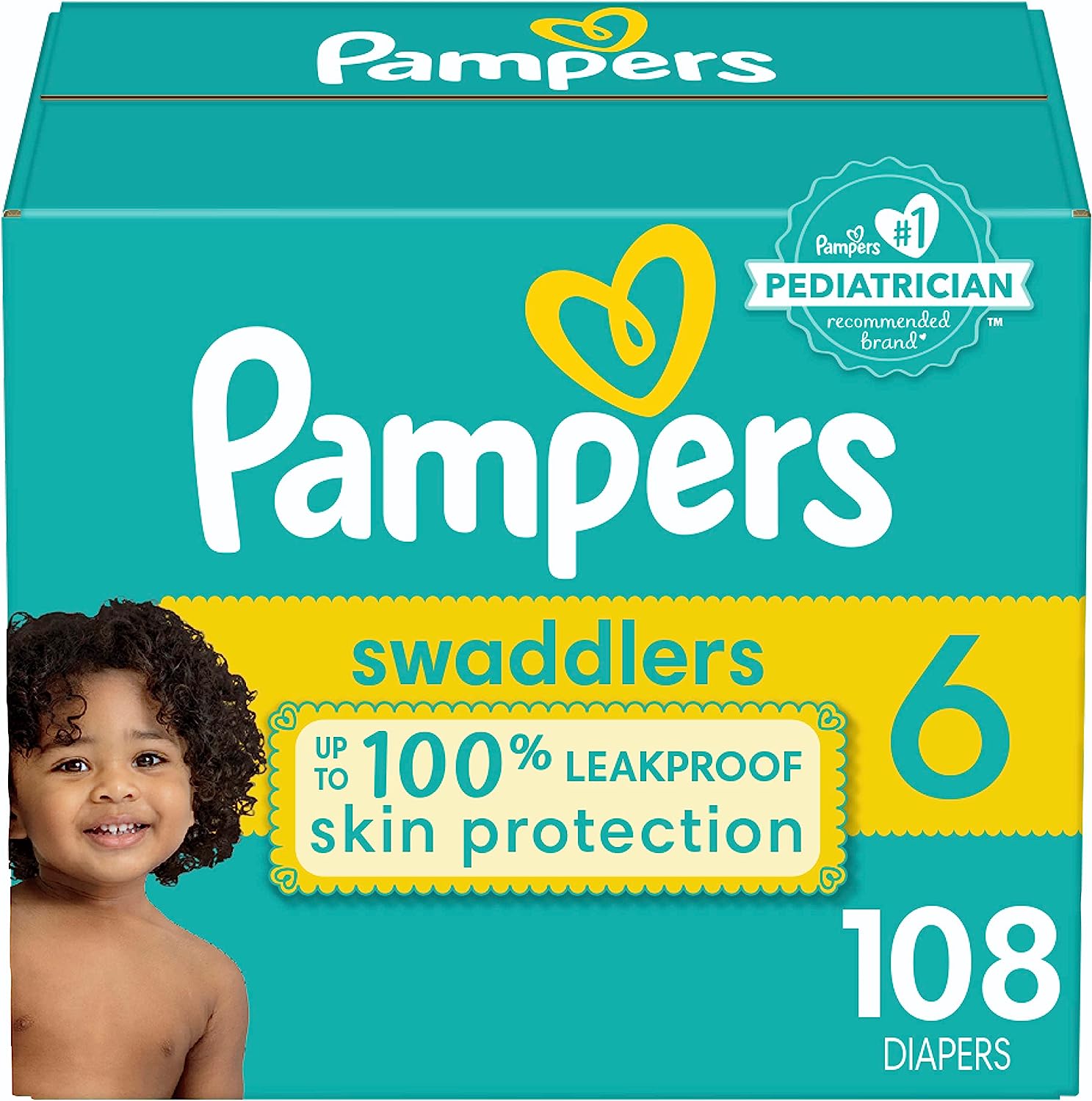 Diapers Size 6. 108 Count - Pampers Swaddlers Disposable Baby Diapers (Packaging & Prints May Vary)