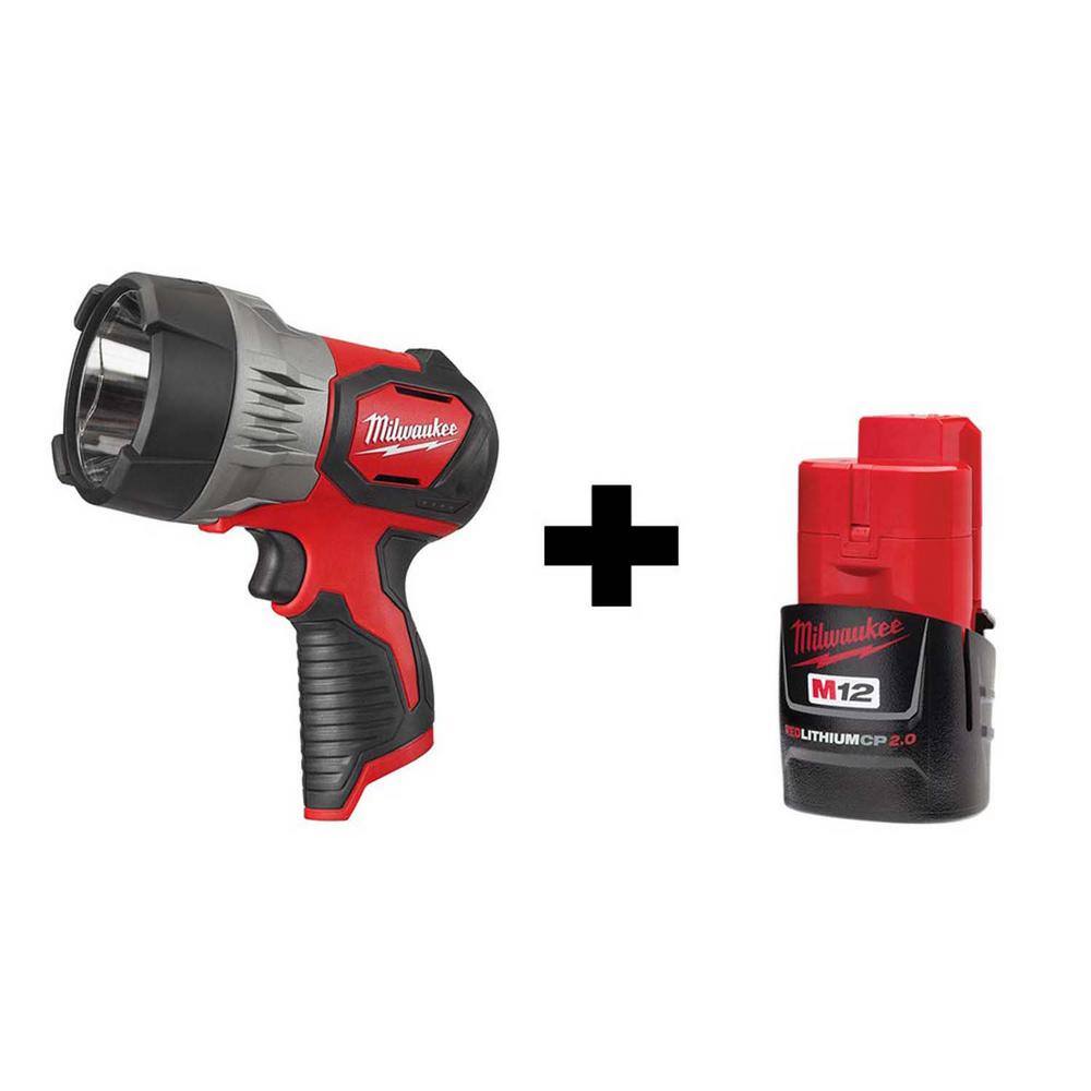 Milwaukee 2353-20-48-11-2420 M12 12-Volt Lithium-Ion Cordless 750-Lumen TRUEVIEW LED Handheld Spotlight with M12 2.0Ah Battery
