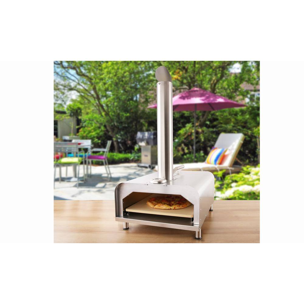 GYBER GYB-9075-GB040B Fremont 29 in. Wood Pellets Outdoor Pizza Oven in Stainless Steel
